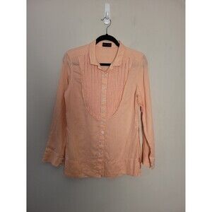 Rena Lange Salmon Linen Shirt Sz 8 Breathable Beachy Vacation